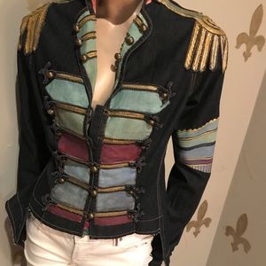 HAND PAINTED Denim Blazer GORGEOUS
